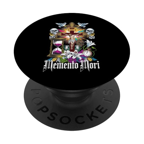 Memento Mori Katholisches Kruzifix, traditioneller lateinischer Massenschädel PopSockets Klebender PopGrip von Modern Day Catholic Designs