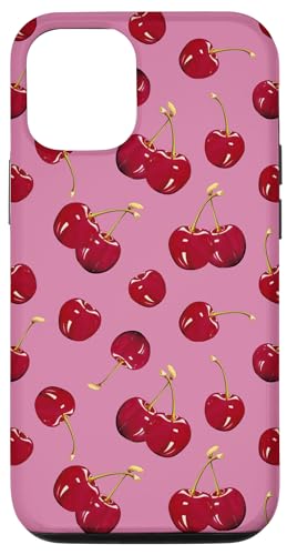 Hülle für iPhone 13 Pro Niedliches Muster mit roten Kirschen, modernes Pink von Moderne Kawaii-Rotkirschmuster