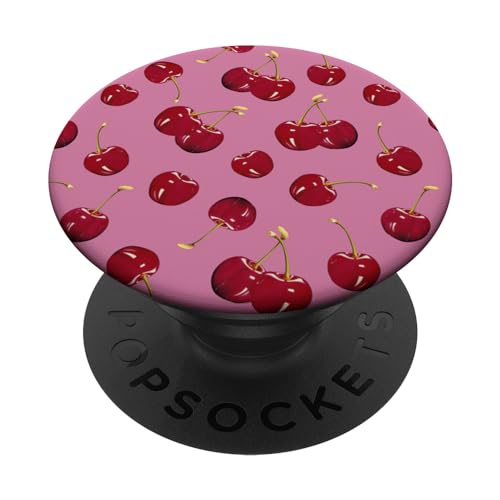 Niedliches Muster mit roten Kirschen, modernes Pink PopSockets mit austauschbarem PopGrip von Moderne Kawaii-Rotkirschmuster