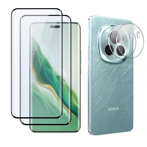 MokaZii Panzerfolie Kompatibel mit Honor Magic 6 Pro 5G, 2+2 Stück Schutzglas und Kameraschutz Panzerfolie, 9H Härte HD Displayschutz Anti- Kratzer Displayfolie für Magic6 Pro 5G von MokaZii