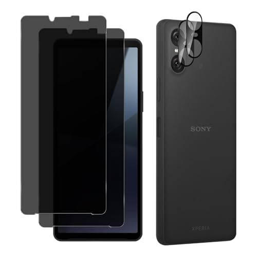 MokaZii Privacy Schutzfolie Kompatibel mit Sony Xperia 10 VI, 2+2 Stück Anti Spähen Panzerglasfolie Glas + Kameraschutz, 9H Härte Anti Spy Glas Folie Privacy Kratzfest Panzerfolie von MokaZii