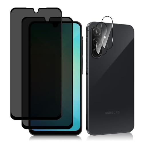 MokaZii Privacy Schutzfolie für Samsung Galaxy A26 5G, [2+2 Stück] Anti Spähen Panzerglasfolie Glas + Kameraschutz,9H Härte Anti Spy Glas Folie Privacy Kratzfest Panzerfolie für Galaxy A26 von MokaZii