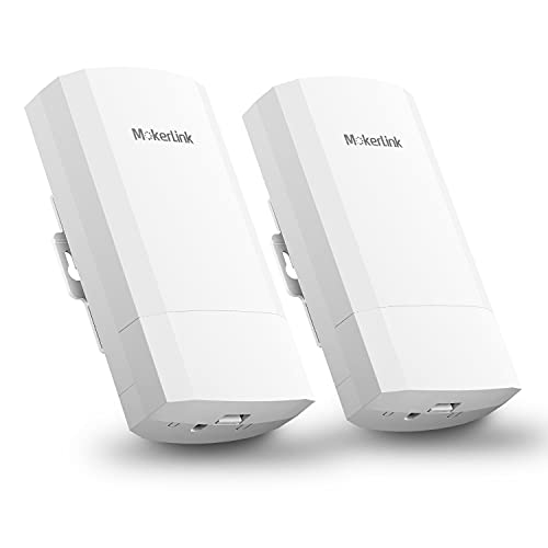 mokerlink WiFi Bridge, CPE Wireless externe Übertragung für PtP und PtMP, Entfernung 2,4 GHz 300 Mbps 1 KM, mit Poe-Adapter, 2 Ethernet-Ports, 2 Packungen von MokerLink