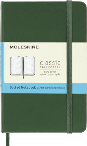Moleskine Classic Dotted Paper Notebook, Hard Cover and Elastic Closure Journal, Color Myrtle Green, Size Pocket 9 x 14 cm, 192 Pages von Moleskine
