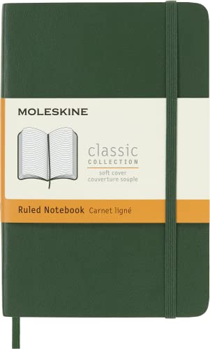 Moleskine - Klassisches Blanko Notizbuch - Softcover mit Elastischem Verschlussband - Farbe Myrte Grün - Größe A6 9 x 14 - 192 Seiten von Moleskine