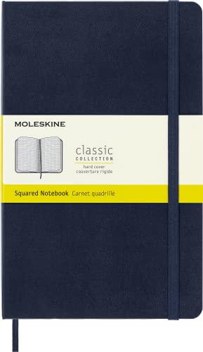Moleskine - Klassisches Kariertes Notizbuch - Hardcover mit Elastischem Verschlussband - Farbe Saphirblau - Größe A5 13 x 21 cm - 208 Seiten von Moleskine