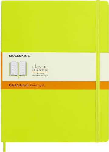 Moleskine - Klassisches Notizbuch, Liniertes Notizbuch, Weicher Einband und Elastischer Verschluss, Größe XL 19 x 25 cm, Limonengrün, 192 Seiten von Moleskine