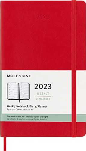 Moleskine Wochenplaner 2023, 12-Monats-Wochenkalender, Wochenplaner und Notizbuch, Softcover, Großformat 13 x 21 cm, Farbe Scharlachrot von Moleskine