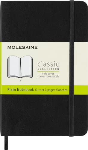 Moleskine soft, Pocket Size, Plain Notebook: Blanko. Mit Falttasche für Notizen. Gummiband-Verschluß von Moleskine