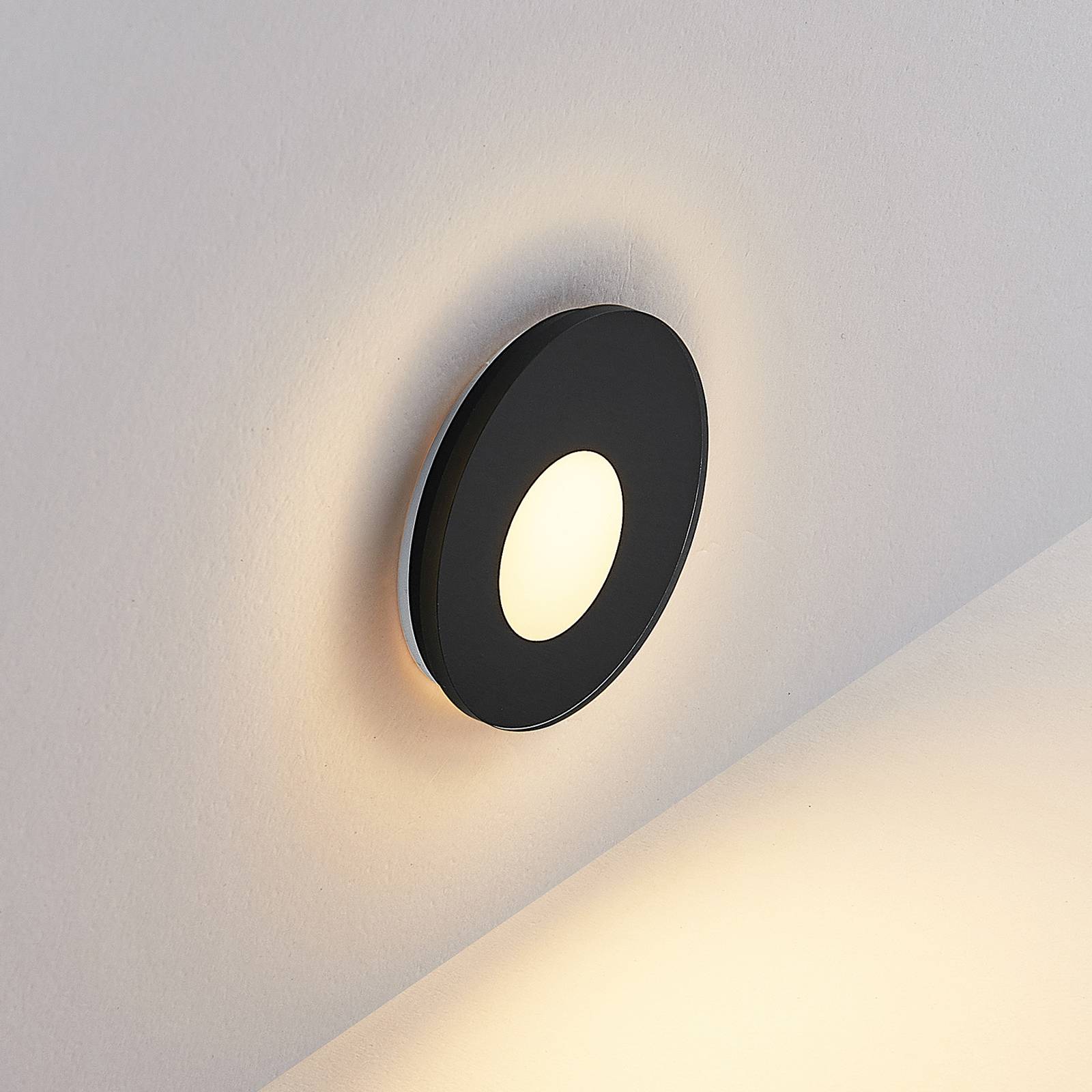 Molto Luce LED-Einbaulampe Wall 68R Glass IP44 RD, schwarz von Molto Luce