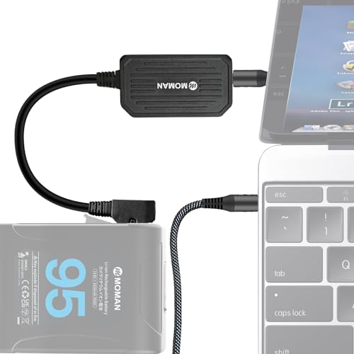 Moman PD100 D-Tap auf USB-C 100W Schnelllade Adapter & Netzteil, Bidirektionales Laden und Entladen für V-Mount Akku, Kamera Smartphone Laptop Tablet von Moman