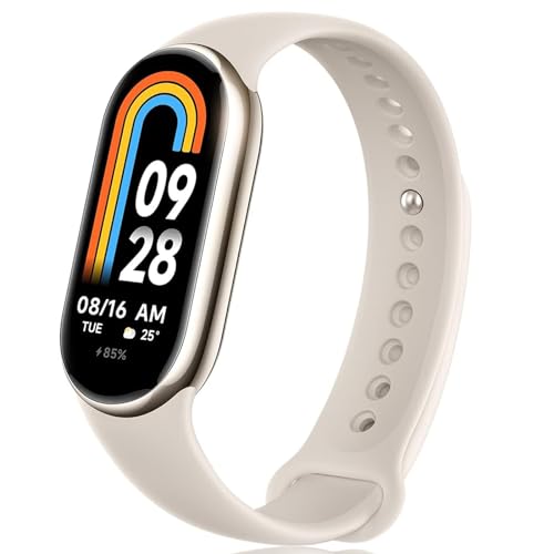 Momowin 𝟐𝟎𝟐𝟒 Mi Smart Band 8 Fitness Aktivitäts-Tracker, 1,62" AMOLED Display,150+Sportmodi, SpO2 Tracking, Schlafüberwachung, Herzfrequenzmessung, Benachrichtigungen, Schrittzähler (Gold) von Momowin