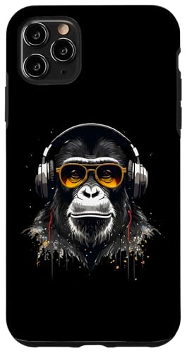 Hülle für iPhone 11 Pro Max DJ Monkey mit Kopfhörer Techno Rave Disco Disk Jockey DJ von Monkey DJ with Headphones Techno Rave Disk Jockey