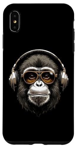 Hülle für iPhone XS Max DJ Monkey mit Kopfhörer Techno Rave Disco Disk Jockey DJ von Monkey DJ with Headphones Techno Rave Disk Jockey
