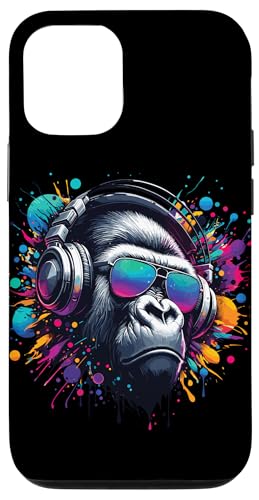 Gorilla Affe DJ Kopfhörer Sonnenbrille Bunt Club Musik Party Hülle für iPhone 12/12 Pro von Monkey Gorilla Affe Mit Sonnenbrille Und Kopfhörer