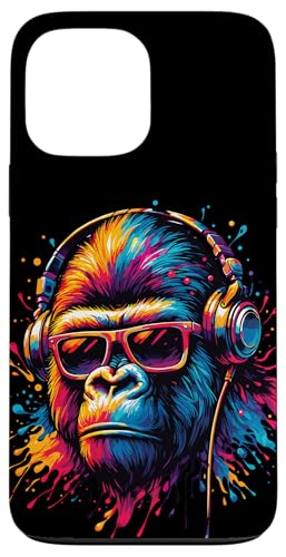 Gorilla Affe DJ Kopfhörer Sonnenbrille Bunt Club Musik Party Hülle für iPhone 13 Pro Max von Monkey Gorilla Affe Mit Sonnenbrille Und Kopfhörer