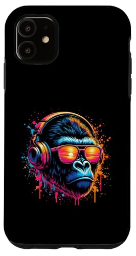 Hülle für iPhone 11 Monkey DJ Disco Music Lover Kopfhörer Gorilla Schimpanse von Monkey Gorilla Music Lover DJ Disco Headphones