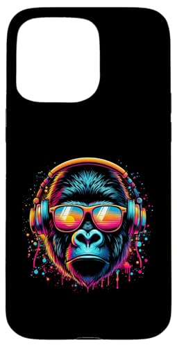 Hülle für iPhone 15 Pro Max Monkey DJ Disco Music Lover Kopfhörer Gorilla Schimpanse von Monkey Gorilla Music Lover DJ Disco Headphones