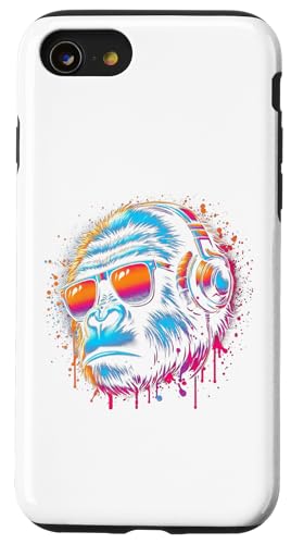 Hülle für iPhone SE (2020) / 7 / 8 Monkey DJ Disco Music Lover Kopfhörer Gorilla Schimpanse von Monkey Gorilla Music Lover DJ Disco Headphones