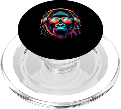 Monkey DJ Disco Music Lover Kopfhörer Gorilla Schimpanse PopSockets PopGrip für MagSafe von Monkey Gorilla Music Lover DJ Disco Headphones