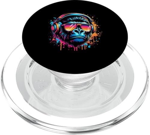 Monkey DJ Disco Music Lover Kopfhörer Gorilla Schimpanse PopSockets PopGrip für MagSafe von Monkey Gorilla Music Lover DJ Disco Headphones