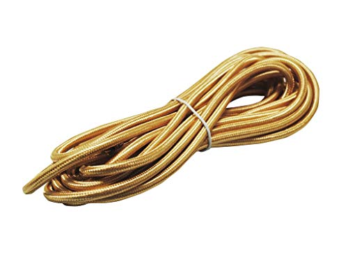 Goldfarbenes Textilkabel, 2 x 0,75 mm, Länge von 5 m. Ideal zum Verschönern Ihrer Räume mit einem eleganten und glänzenden Touch. Perfekt für Bastelarbeiten und Dekorationen. von Monkey Ladder