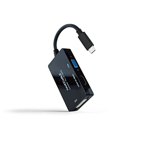 Monkey Ladder USB-C auf HDMI, DVI und VGA Konverter, schwarz – ideal zum Anschluss von Geräten an Monitore und Projektoren. von Monkey Ladder