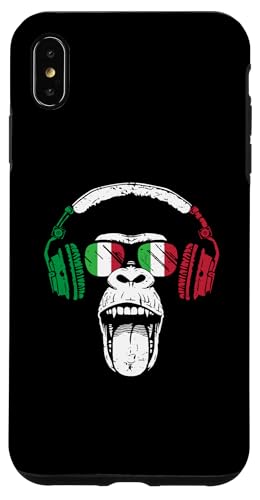 Hülle für iPhone XS Max Italienische Musik Affe mit Kopfhörern Lustiger Affe Tekkno von Monkey with Headphones Italy Flag