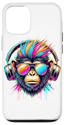 Hülle für iPhone 13 Pro Pop Art Affe Kopfhörer Sonnenbrille Affen von Monkeys Gift For A Monkey Lover