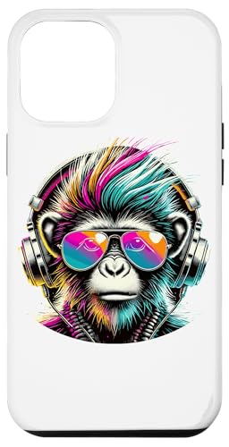 Hülle für iPhone 15 Plus Pop Art Affe Kopfhörer Sonnenbrille Affen von Monkeys Gift For A Monkey Lover