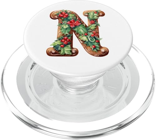 Monogrammed Christmas Initial N Gingerbread Cookie Letter N PopSockets PopGrip für MagSafe von Monogram Initial Letter Christmas Stocking Stuffer