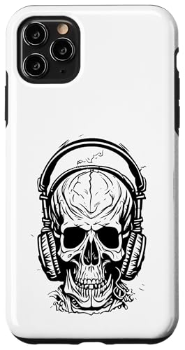 Hülle für iPhone 11 Pro Max Totenkopf mit Kopfhörern von Monographix