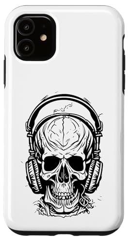 Hülle für iPhone 11 Totenkopf mit Kopfhörern von Monographix