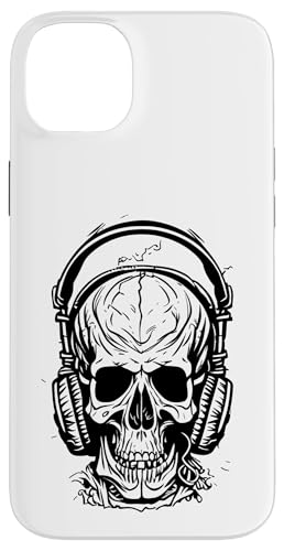 Hülle für iPhone 14 Plus Totenkopf mit Kopfhörern von Monographix