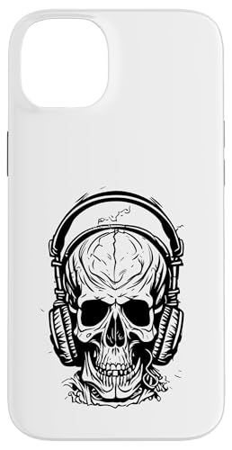 Hülle für iPhone 14 Plus Totenkopf mit Kopfhörern von Monographix