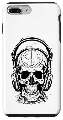 Hülle für iPhone 7 Plus/8 Plus Totenkopf mit Kopfhörern von Monographix