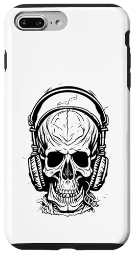 Hülle für iPhone 7 Plus/8 Plus Totenkopf mit Kopfhörern von Monographix