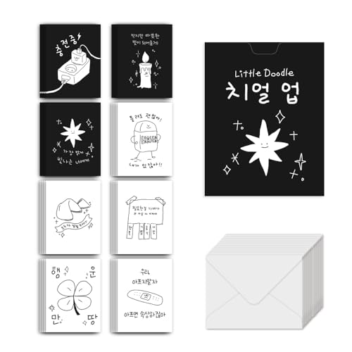 Monolike Little Doodle Cheer Up Message Card KR – Mix 40 Mini-Postkarten, 20 Umschläge von Monolike