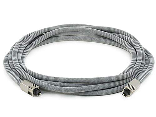 Monoprice 102765 Premium S/PDIF (Toslink) Digital Optical Audio Cable - Silver - 12ft | Heavy Duty Mesh Jacket, Metal Connector Heads, For Play Station, Xbox one, Home theater & More von Monoprice