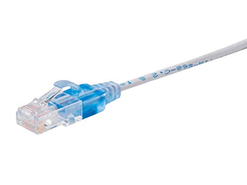 Monoprice Cat6A Ethernet-Patchkabel, knickgeschützt, RJ45, 550 MHz, 10 G, UTP, reiner blanker Kupferdraht, 30 AWG, 6 m, Weiß – SlimRun-Serie von Monoprice