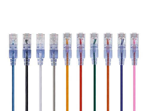 Monoprice SlimRun Cat6A Ethernet-Patchkabel – Netzwerk-Internetkabel – RJ45, verseilt, UTP, reines blankes Kupferdraht, 30AWG, 91 cm, 10 Stück von Monoprice