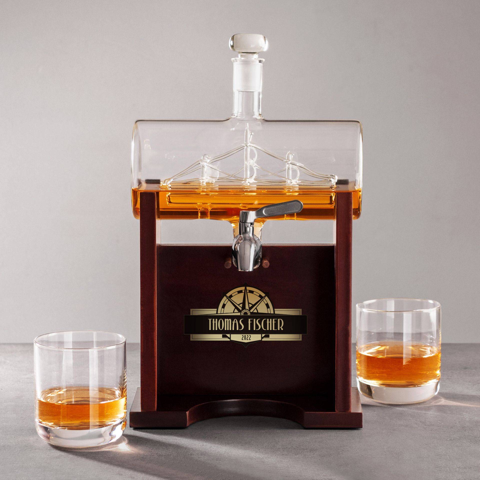 Whisky Set - Fass Karaffe mit 2 Gläsern von Monsterzeug