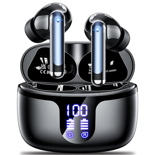 Bluetooth Kopfhörer,Kopfhörer Kabellos Bluetooth 5.3 in Ear mit 4 HD Mikrofon,2024 ENC Noise Cancelling Ohrhörer,42H Spielzeit mit LED-Anzeige,HiFi Stereo,IP7 Wasserdicht Headphones für Arbeit Sport von Monyhigh