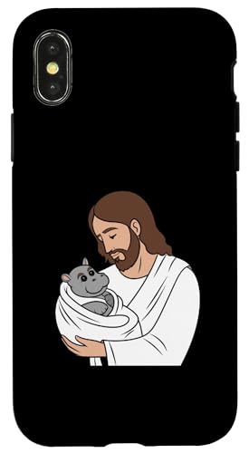 Hülle für iPhone X/XS Moo Deng Jesus und das Nilpferd der Heiligen Liebe von Moo Deng Mixup Funny