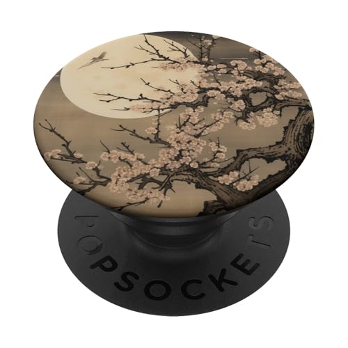 Japanische Kirschblüten Mondschein Nacht Kunstszene PopSockets mit austauschbarem PopGrip von Moonlit Sakura Reverie