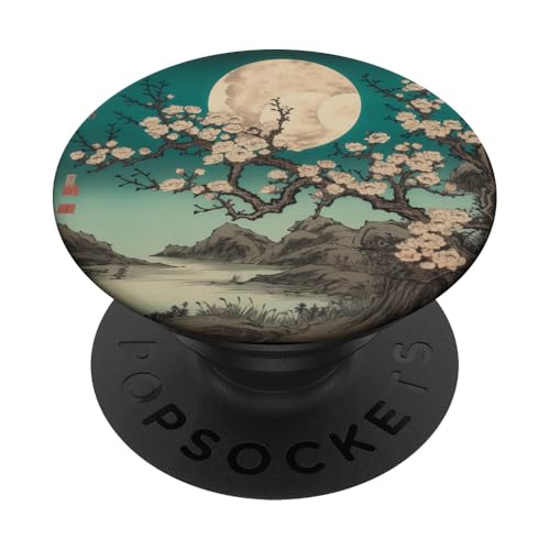 Klassische japanische Sakura in Mondnacht PopSockets mit austauschbarem PopGrip von Moonlit Sakura Reverie