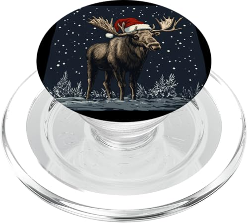 Hübsche Weihnachtsmannmütze Elch für Weihnachtsstimmung PopSockets PopGrip für MagSafe von Moose in Christmas Mood