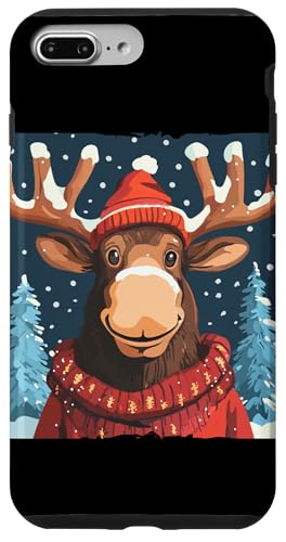 Hülle für iPhone 7 Plus/8 Plus Cooler Elch mit Nikolausmütze für festlichen Spaß von Moose in Christmas Mood