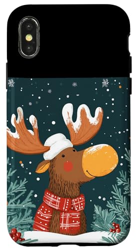 Hülle für iPhone X/XS Festlicher Elch, bereit für Weihnachtsspaß und festliche Tage von Moose in Christmas Mood