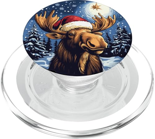 Lustige Weihnachtsstimmung mit diesem Weihnachtsmann-Elch-Kostüm PopSockets PopGrip für MagSafe von Moose in Christmas Mood